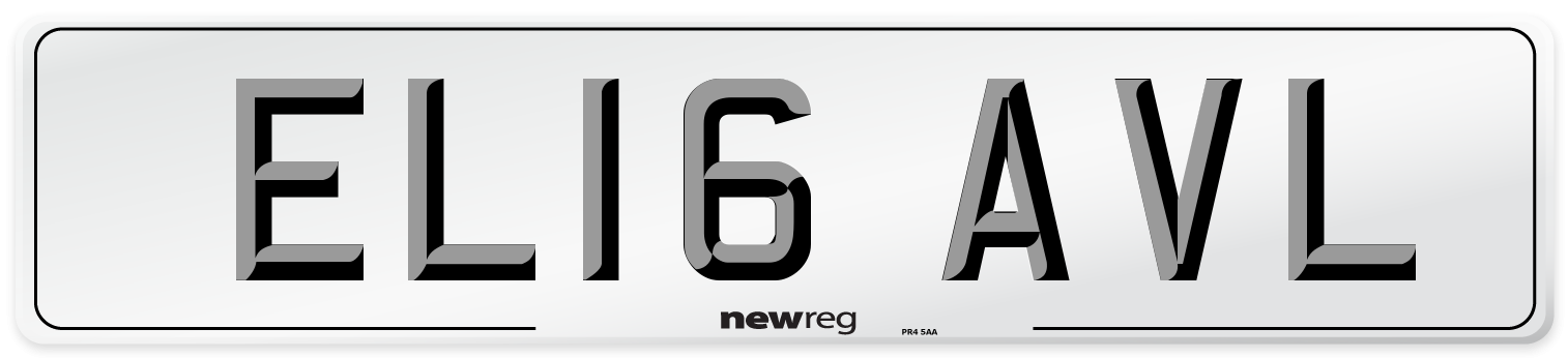 EL16 AVL Number Plate from New Reg